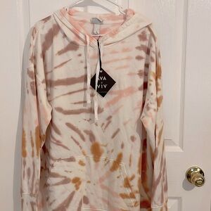 Ava & Viv Orange & White Tye-Dye Hoodie Pullover Sweatshirt, Size 1X